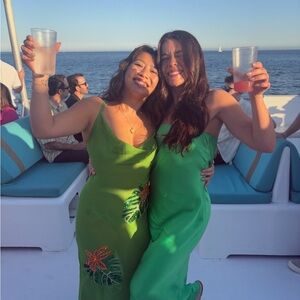 Revolve beck + bridge strapless green dress (with open back)